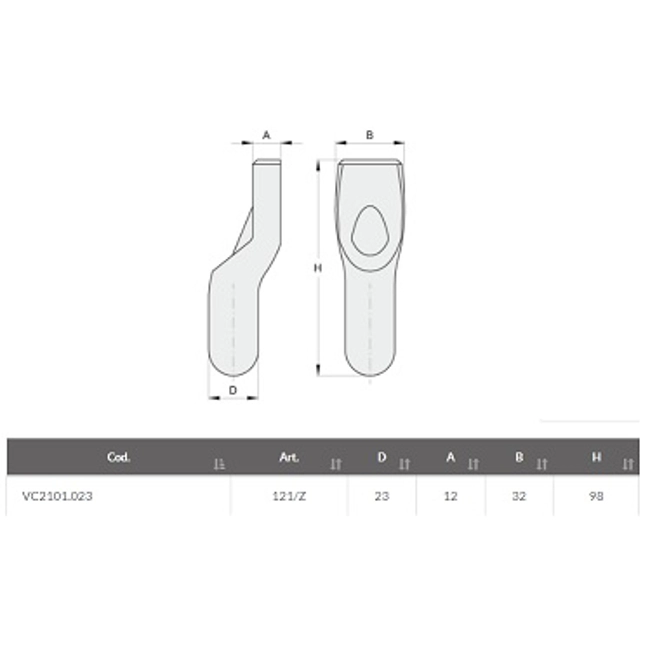 Vendita online Perno per cardine inferiore 23 mm. art.121/Z